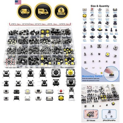 Micro Momentary Tactile Push Button Switch 26 Values 4 pin/3 pin/2 pin Tact S...