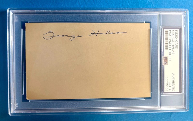 George Halas PSA DNA Signed 3x5 Index Card Autograph