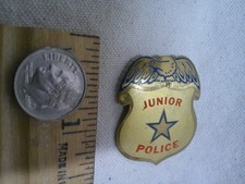 Junior Detective brass badge 1949 1950 kids cop badge small Vintage POLICE