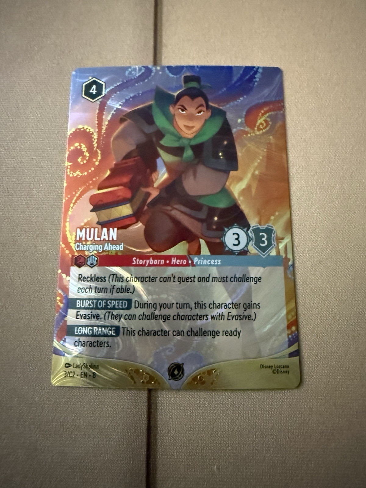 Mulan Charging Ahead Foil Promo Disney Lorcana Challenge DLC 3/C2 NM