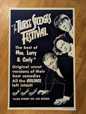 Three Stooges Film Festival Poster Ultra Rare 1978 Movie Theater Moe Larry Curly