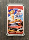 Sexy! 1 Oz .999 Silver Planes & Trains Cute Caboose Double Sided Art Bar