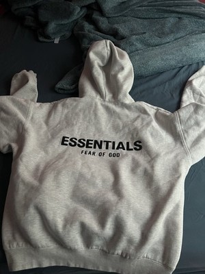 Essentials Fear of God Gray Fleece Pullover Hoodie with Pockets