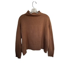 Ann Taylor Factory Roll Mock Neck Pullover Sweater Size Medium Brown