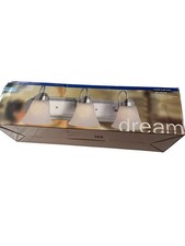 Hampton 3 Light Vanity Bath Lightting Satin Nickel Finish Glass frosted Shade