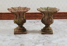 Dollhouse Urn Planter Set of 2 Cast Resin 1:12 Scale Aged Tan A997B by Falcon