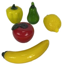 VTG Murano Style Hand Blown Glass Fruit MCM 5 Piece Set