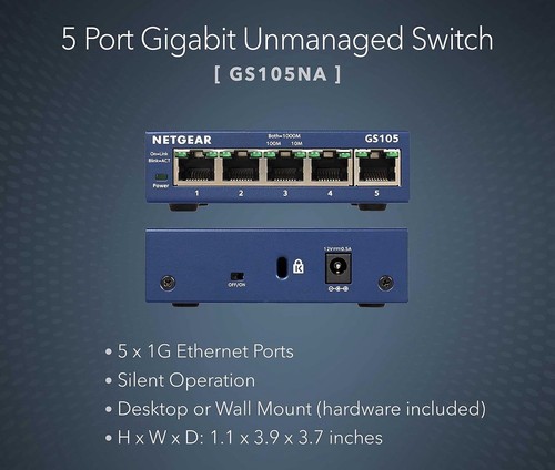 GS105NA NETGEAR 5-PORT GIGABIT SWITCH - Picture 2 of 4