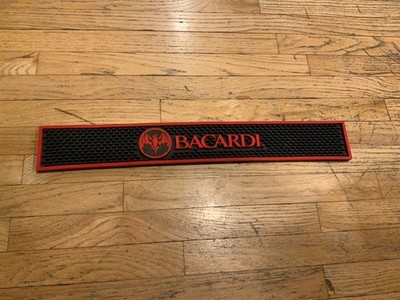 Bacardi Rum Bat Logo Bar Drip Mat 24'' Black Rubber Rare Design!