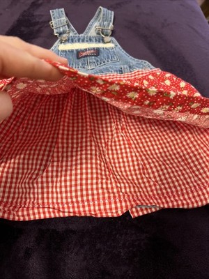 old navy denim jumper dress Old Navy Baby Denim Jumper Dress 6-12M Red Daisy Floral Gingham Country  Summer