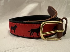 Preston Leather Products Canvas Belt Red Black Retriever Dog Labrador Size 34