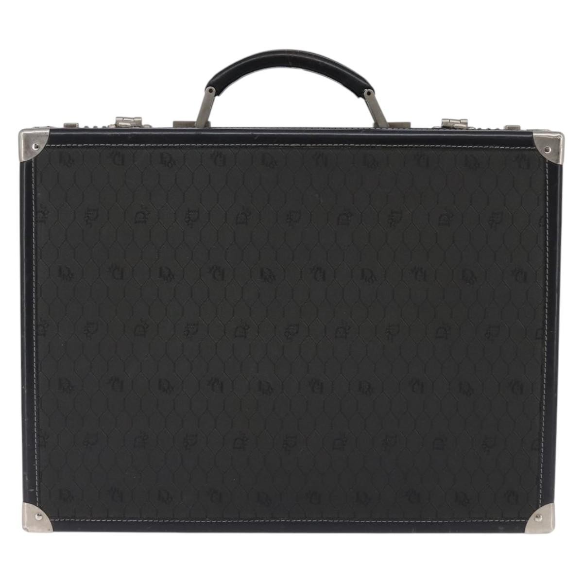本物 Christian Dior ヴィンテージディオール ケース Christian Dior Honeycomb Canvas Attache case Trunk Black Auth