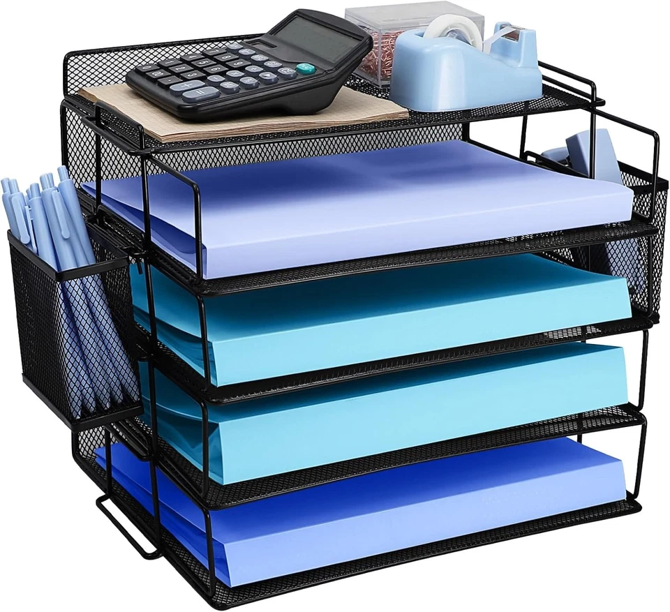 Briefablage Büro Dokumentenablage Schreibtisch Organizer Metall Papierfächer - Bild 3 von 4