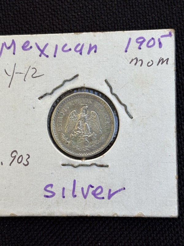 🇲🇽 Mexico 10 Centavos 1905 Choice Uncirculated BU, Silver Coin, 