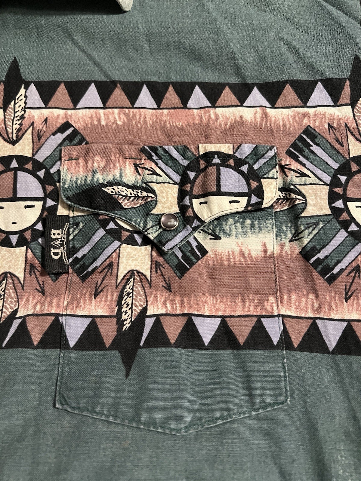 Vintage Brooks & Dunn 90s Western Shirt Pearl Snap Size XL Tribal Southwest thumbnail 4