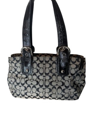 COACH SOHO SIGNATURE TOTE SATCHEL SHOULDER BAG 13117 BLACK