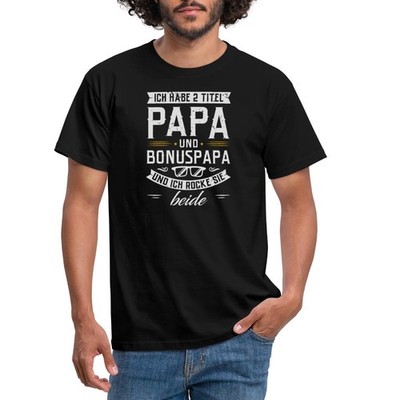2 Titel Papa Und Bonus Papa Geschenk Männer T-Shirt