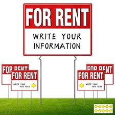 4 Pack For Rent Signs With Stakes 17x13 Double Sided Lawn Signs