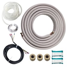 Weatherproof Insulated Mini Split Line Set 25Ft 1/4" 3/8" For AC Unit Connection
