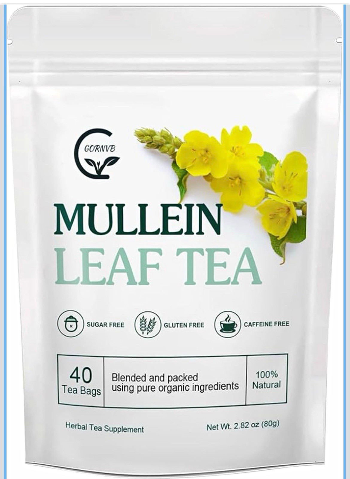 GORNVB Mullein Leaf Tea 40ct Bags Sugar Free Gluten Free Caffeine Free