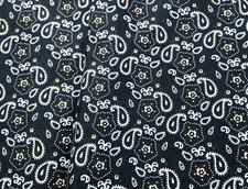 Navy Blue w/Small White Paisley 31" L x 32" W Cotton Fabric Bandana Look