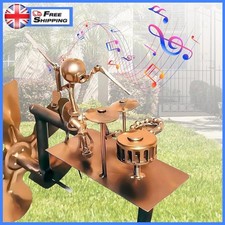 Drummer Windmill Garden Decoration,Handmade Metal Percussionist Music Windmill.