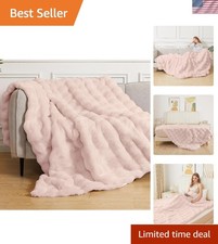 Pink Fluffy Blanket for Couch Living Room Faux Fur 50x60 Fuzzy Throw Blanket ...