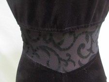 Vtg ALL THAT JAZZ Black Velvet Mini Dress w Lace Cut Out Sides & Back, Size MED