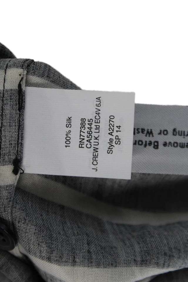 Madewell Womens SIlk Striped Collared Pullover Long Sleeve Dress Black Size S - Image 4 of 4