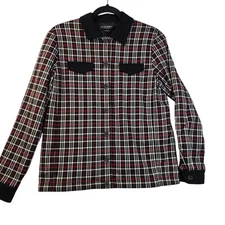 Rafael Sport Small Plaid Button Down Shirt Red Black Checkered Classic Fit New