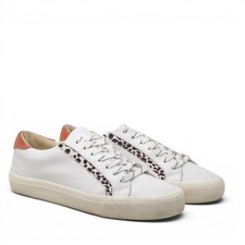 Madewell Women Sneakers White Sidewalk Low Top Calf Hair Leopard MB855 Size 8