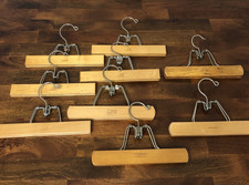 VTG Lot of 9 Wooden Pant Skirt Hangers 7 SetWell 1 Oxford 1 Unbranded Men Women