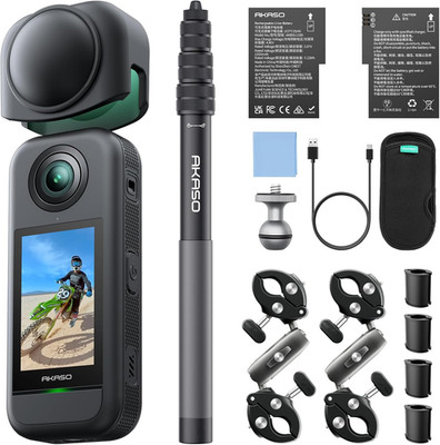 360 Action Camera Motorcycle Combo- 5.7K 360 Video with 1/2'' 48MP Sensors, 72MP