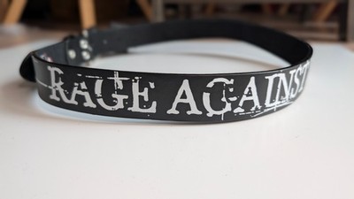 Rage Against The Machine Leder Gürtel Rockband Schwarz Logo Merch 116cm - NEU