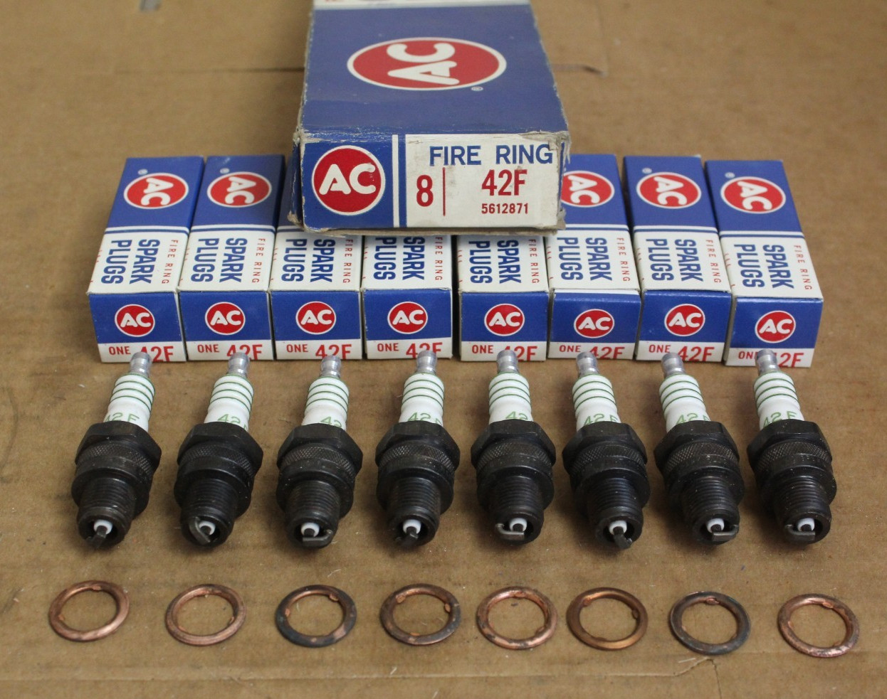 AC Delco Fire Ring 42F Spark Plugs 5612871 Lot of 8