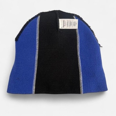 Supreme Racing Panel Beanie Blue Black FW25 Knit Hat Cap Winter