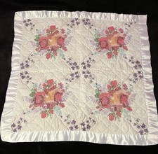 NWOT Hand Cross stitched Embroidered Tapestry Lap/Newborn Baby Blanket