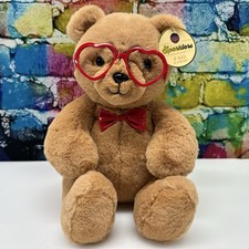 FAO Schwarz 12" Sparklers Bear with Red Heart Glasses Bow Tie Stuffed Animal NEW