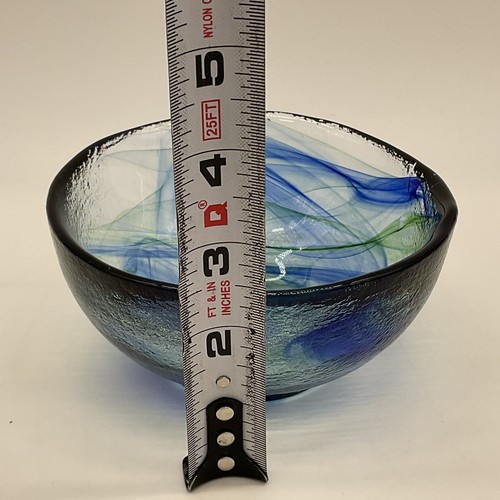 Ciotole a vortice blu in vetro artistico larghe 5 pollici, alte 2,5 pollici set di 4 vetro pesante - Foto 5 di 11