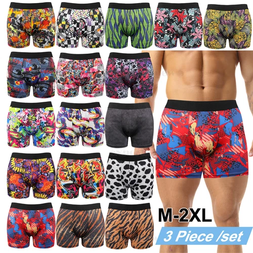 New 3 Pack Graffiti Printing Men's Boxer Briefs Boxer Shorts Sport Trunks - Bild 1 von 19
