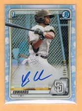 2020 Bowman Chrome Prospects Refractor Xavier Edwards Autograph /499 Padres