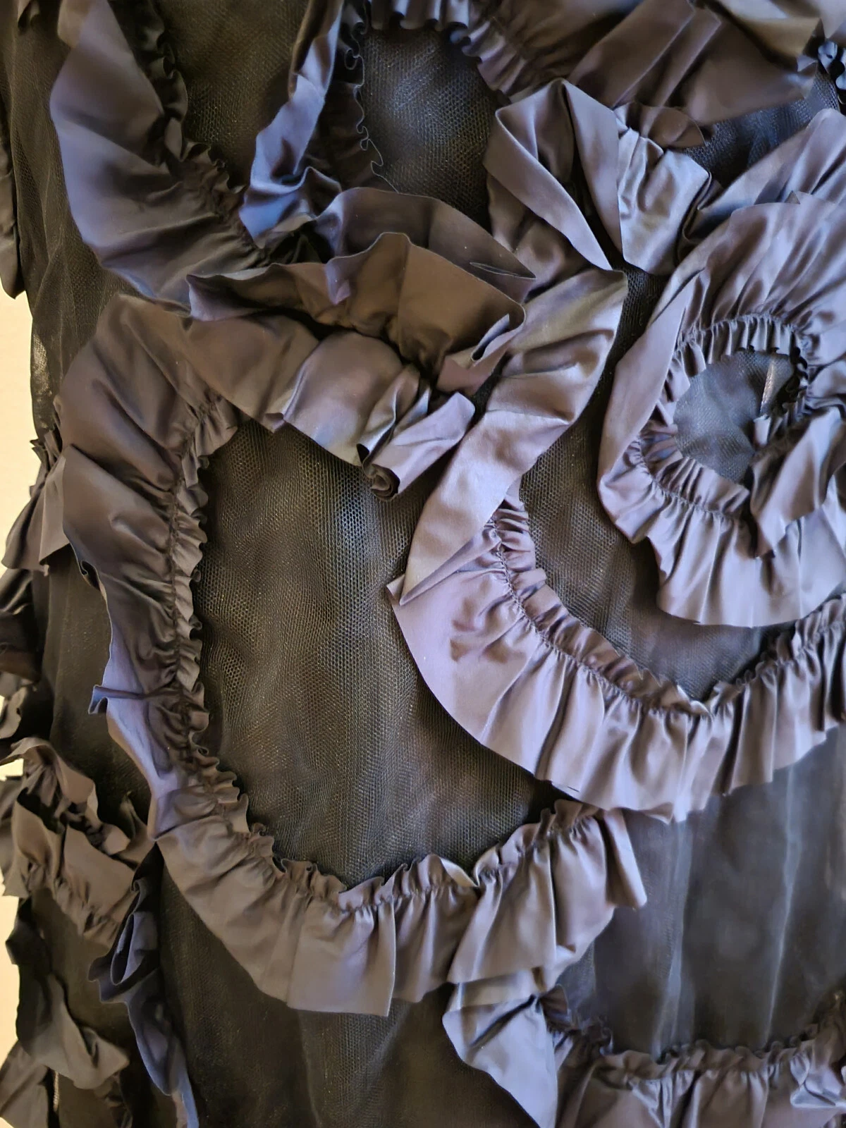 Abito in tulle Moncler Simone Rocha nero trasparente inserto arricciato nuovo con etichette