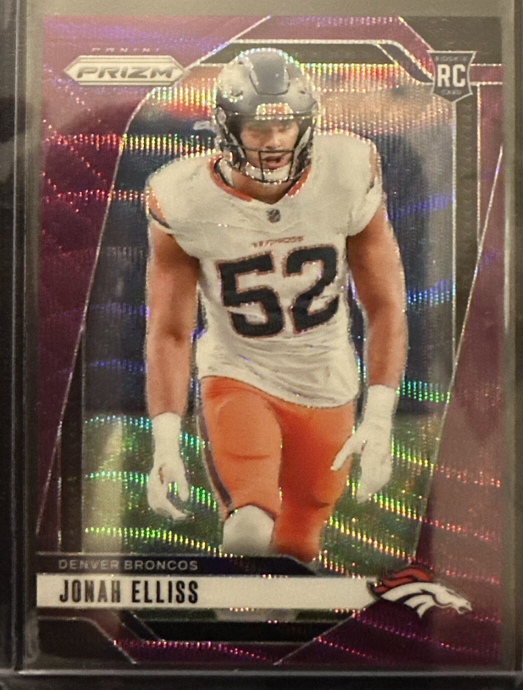 2024 Panini Prizm Jonah Elliss Purple Wave Prizm #’d 05/99 RC Broncos #356