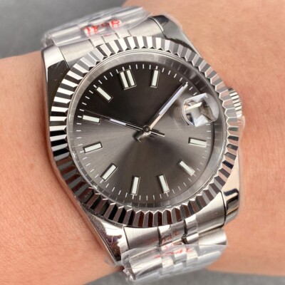Fluted 39mm Gray Sterile Dial Sapphire Glass 20ATM NH35A Automatic Steel Watch