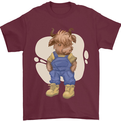Infant Highland Cow Rinder Bulle Herren T-Shirt 100% Baumwolle