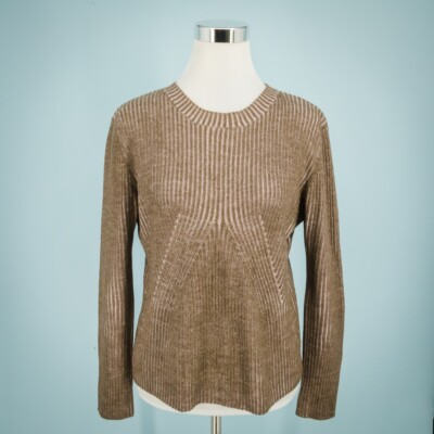Patagonia Size Large L Brown Pink Ribbed Water Girl Crew Wool Cotton Sweater