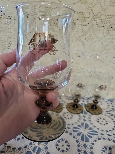 Western Barware Stagecoach Glasses Vintage Stemware Goblets Set of 4 - Picture 4 of 7