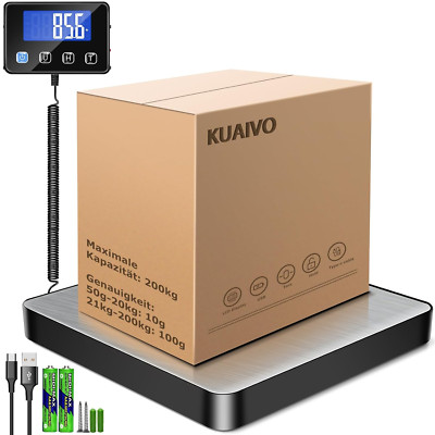 Paketwaage Hochpräzise Plattformwaage 200Kg 10G LCD/Hold/Tara Funktion Postwaage