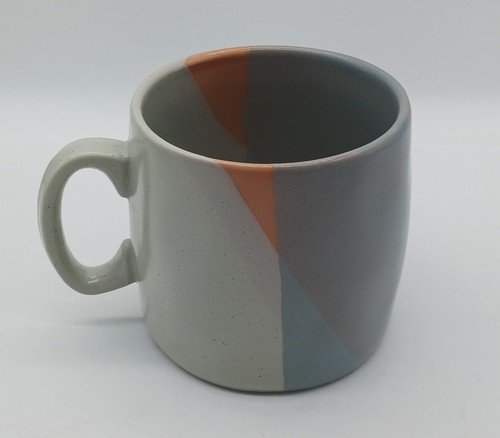 Crofton 14 fl oz Stoneware Gray Orange Geometric Coffee Mug Layered Glaze Modern - Picture 3 of 9