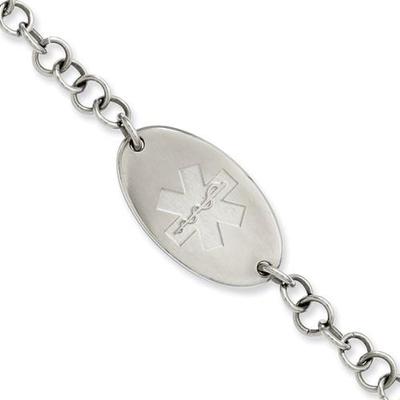 Acero Inoxidable Cable Enlace con Aberturas Médico Id Nombre Pulsera De Grabado